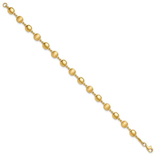14K Polished and Satin 5.5mm Puffed Circles 7.5 inch Bracelet
