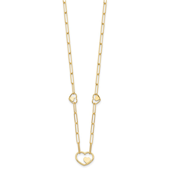 14K Paperclip Link Heart 16in w/2in ext. Necklace