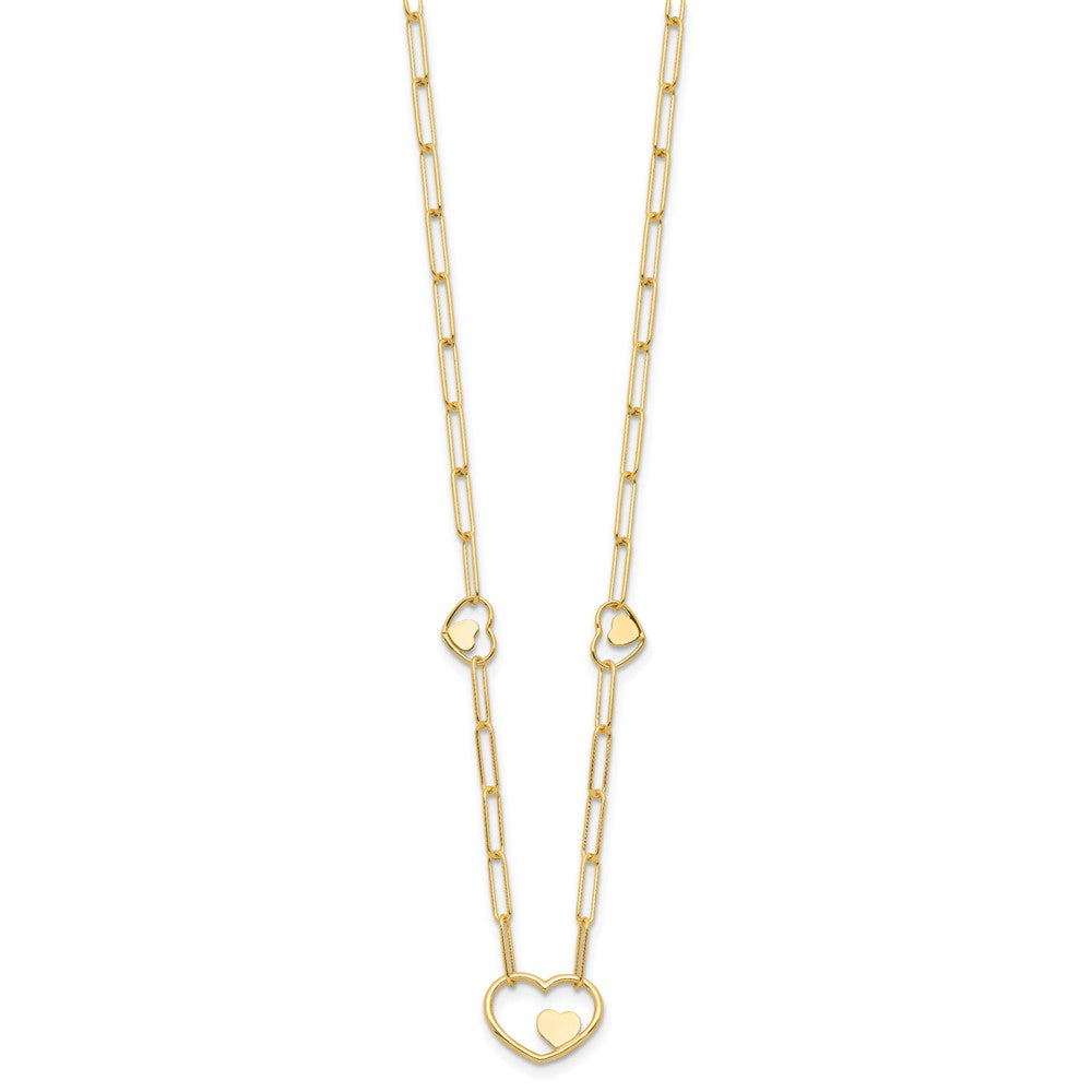 14K Paperclip Link Heart 16in w/2in ext. Necklace