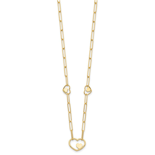 14K Paperclip Link Heart 16in w/2in ext. Necklace
