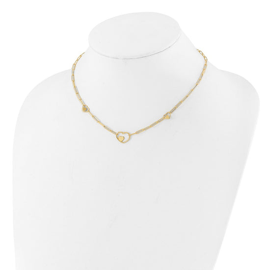 14K Paperclip Link Heart 16in w/2in ext. Necklace