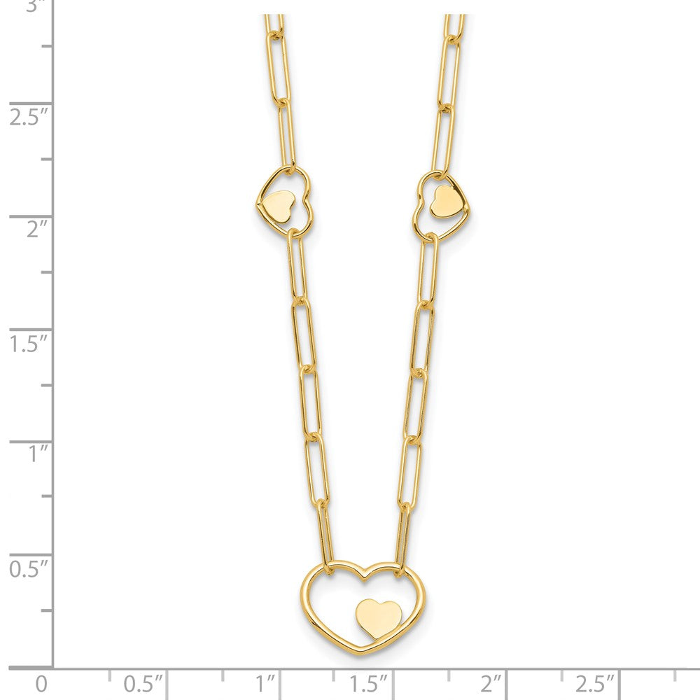 14K Paperclip Link Heart 16in w/2in ext. Necklace