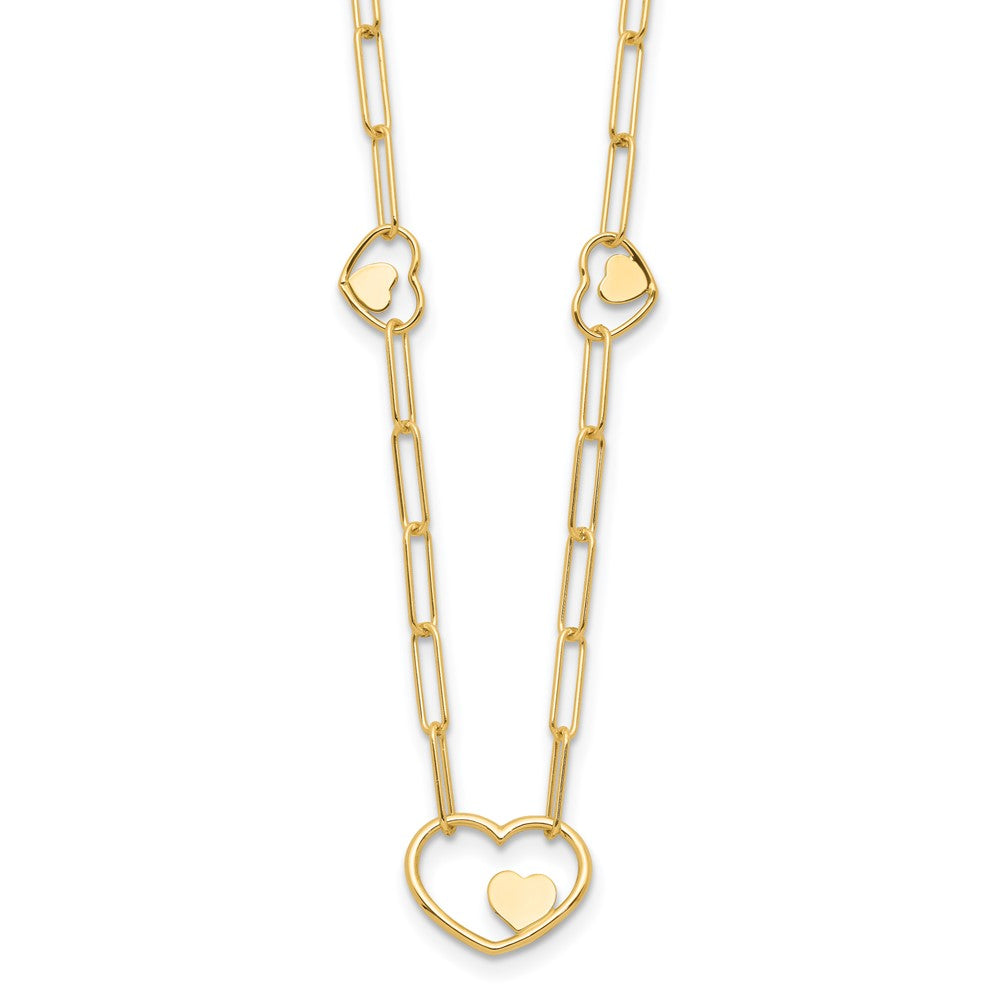 14K Paperclip Link Heart 16in w/2in ext. Necklace