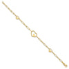 14K Double Hearts and Paperclip Links 7.25in Bracelet