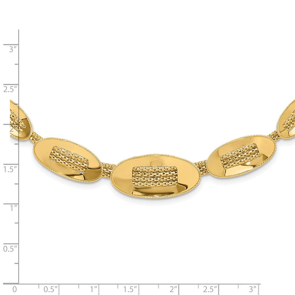 14K Polished and Textured Fancy Plus 2in ext. Necklace