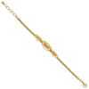 14K Polished and Textured Fancy Plus 1.5in ext. Bracelet
