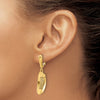 14K Polished and Textured Omega Back Dangle Earrings
