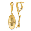 14K Polished and Textured Omega Back Dangle Earrings