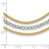 14K Two-tone Diamond-cut Beads and Mesh Chain 3-Strand Bib 15.75 inch Necklace Plus 2 inch Extender