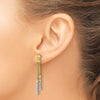 14K Two-tone Polished and Diamond-cut Beads and Mesh Chain Dangle Post Earrings