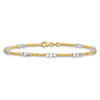 14K Two-tone Diamond-cut Round and Square Beaded 7.5 inch Bracelet