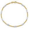 14K Two-tone Diamond-cut Round and Square Beaded 7.5 inch Bracelet