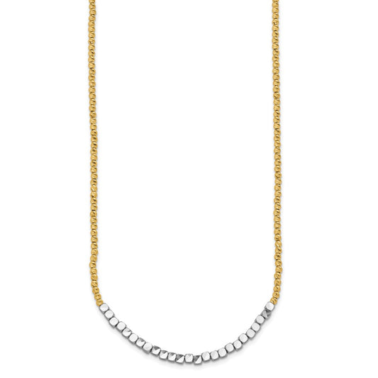 14K Two-tone Diamond-cut Beaded 18in Necklace
