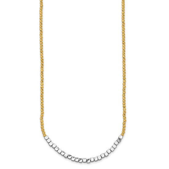 14K Two-tone Diamond-cut Beaded 18in Necklace