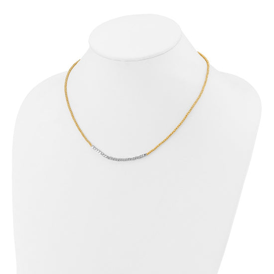 14K Two-tone Diamond-cut Beaded 18in Necklace