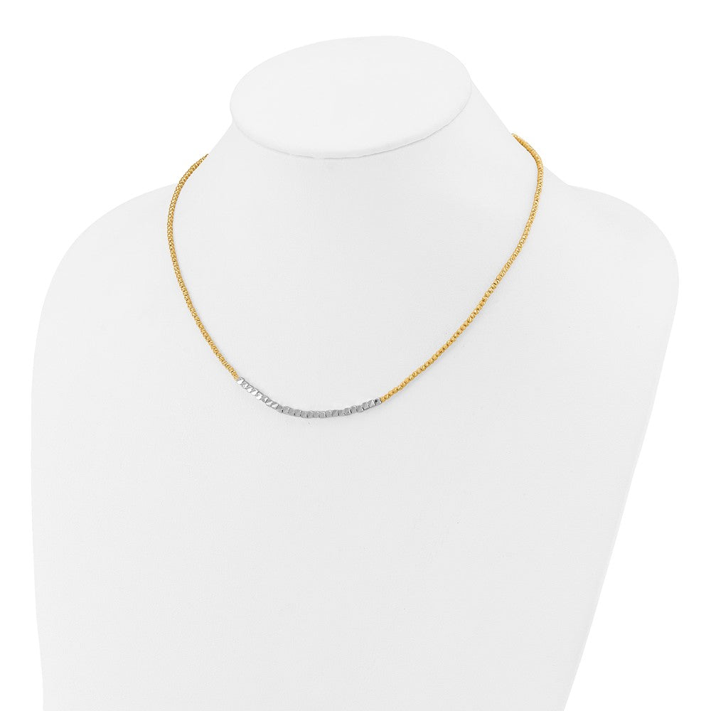 14K Two-tone Diamond-cut Beaded 18in Necklace
