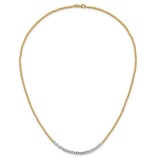14K Two-tone Diamond-cut Beaded 18in Necklace