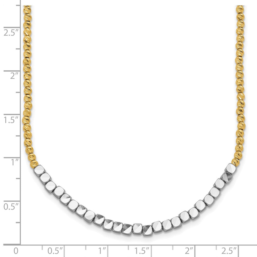14K Two-tone Diamond-cut Beaded 18in Necklace