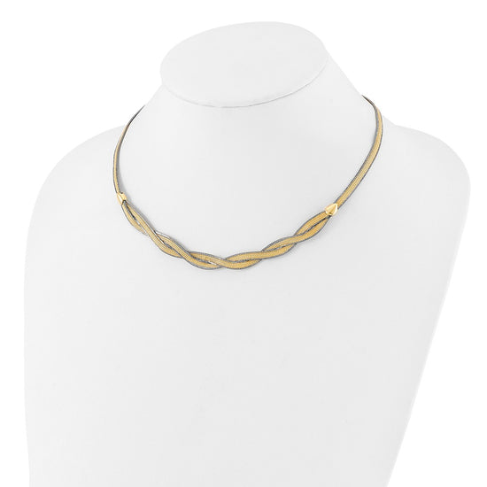 14k Two-tone 17in w/2in Ext. Mesh Necklace