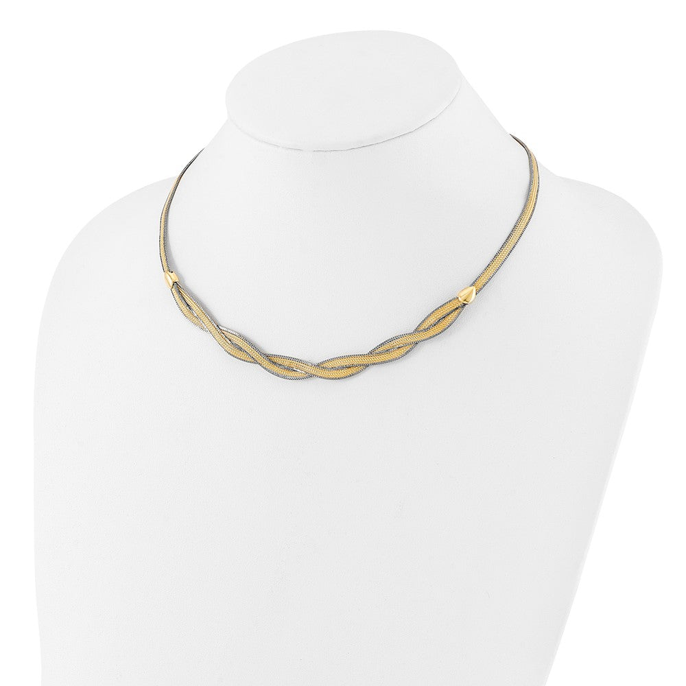 14k Two-tone 17in w/2in Ext. Mesh Necklace