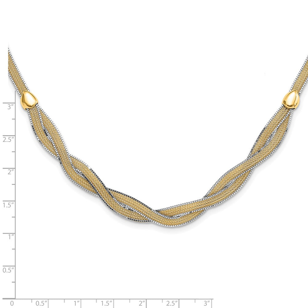 14k Two-tone 17in w/2in Ext. Mesh Necklace
