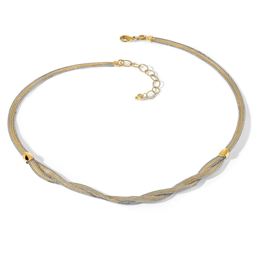 14k Two-tone 17in w/2in Ext. Mesh Necklace
