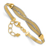 14k Two-tone 6.75in w/1in Ext. Mesh Bracelet