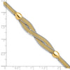 14k Two-tone 6.75in w/1in Ext. Mesh Bracelet