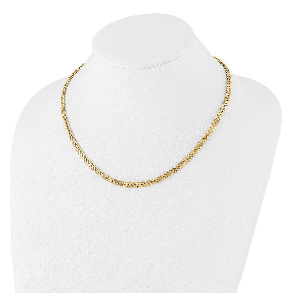 14K Polished 4.5mm Fancy Diamond-cut Link 18 inch Necklace