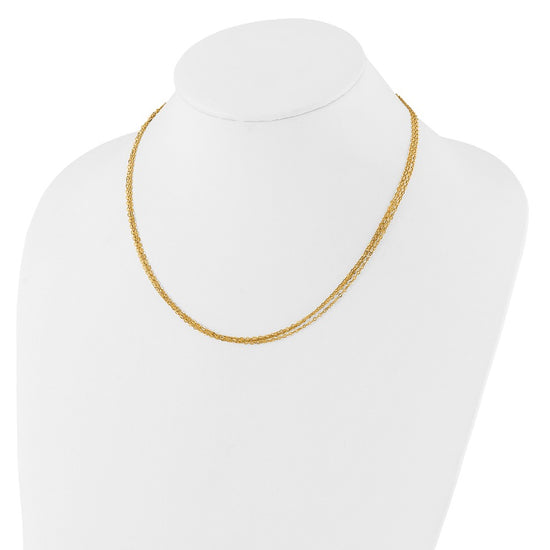 14K Polished Fancy Triple Cable Chain Necklace