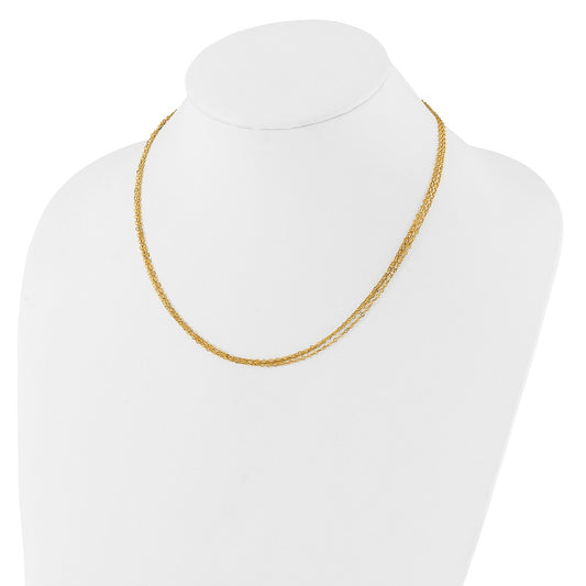 14K Polished Fancy Triple Cable Chain Necklace