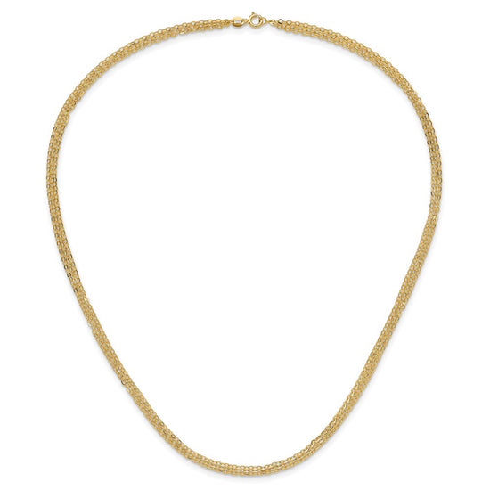 14K Polished Fancy Triple Cable Chain Necklace