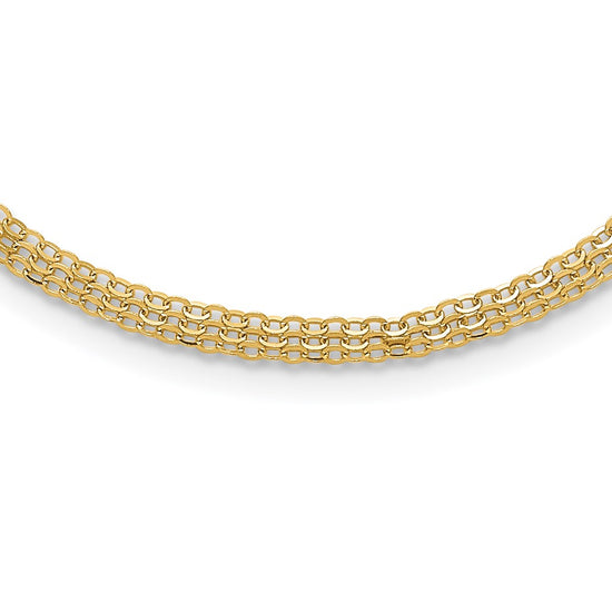 14K Polished Fancy Triple Cable Chain Necklace