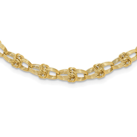 14K Polished Fancy Knot Links Necklace