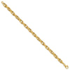14K Polished and Grooved Fancy Oval Link Bracelet