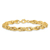 14K Polished and Grooved Fancy Oval Link Bracelet