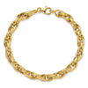 14K Polished and Grooved Fancy Oval Link Bracelet