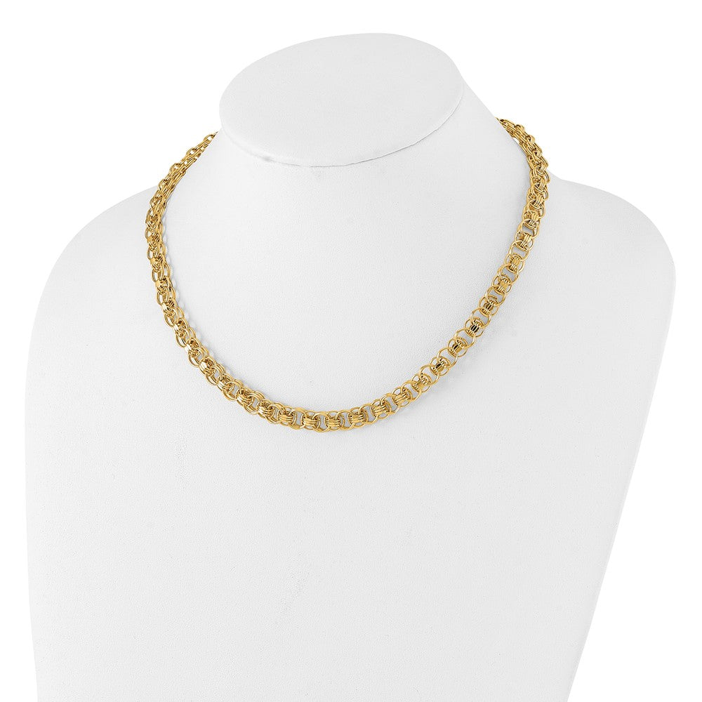 14K Polished 7.6mm Fancy Double Link 18 inch Necklace