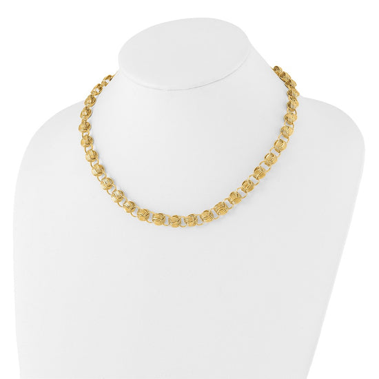 14K Polished Fancy D/C Triple Link Necklace