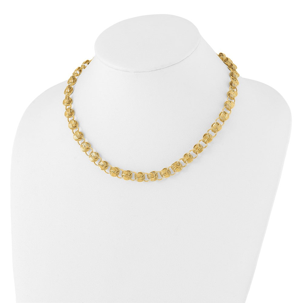 14K Polished Fancy D/C Triple Link Necklace