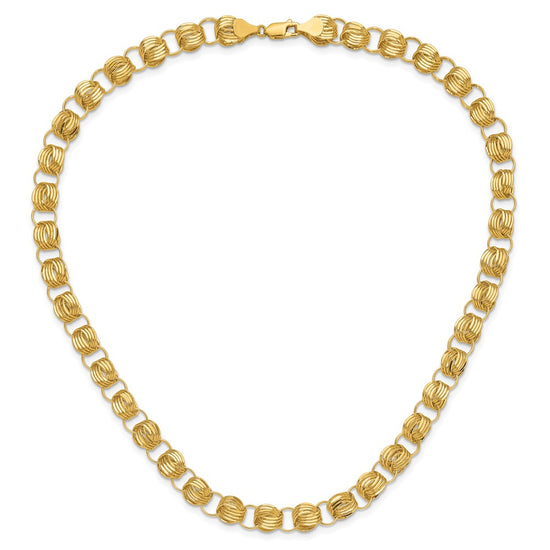 14K Polished Fancy D/C Triple Link Necklace