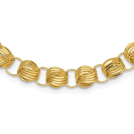 14K Polished Fancy D/C Triple Link Necklace