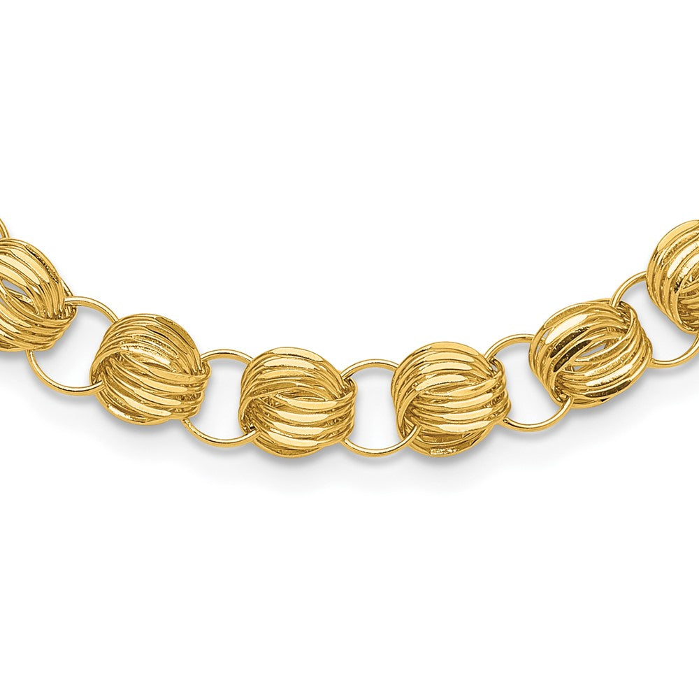 14K Polished Fancy D/C Triple Link Necklace