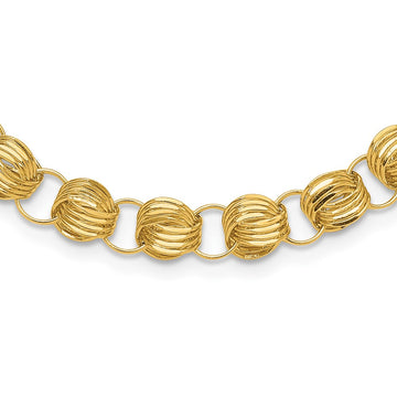 14K Polished Fancy D/C Triple Link Necklace