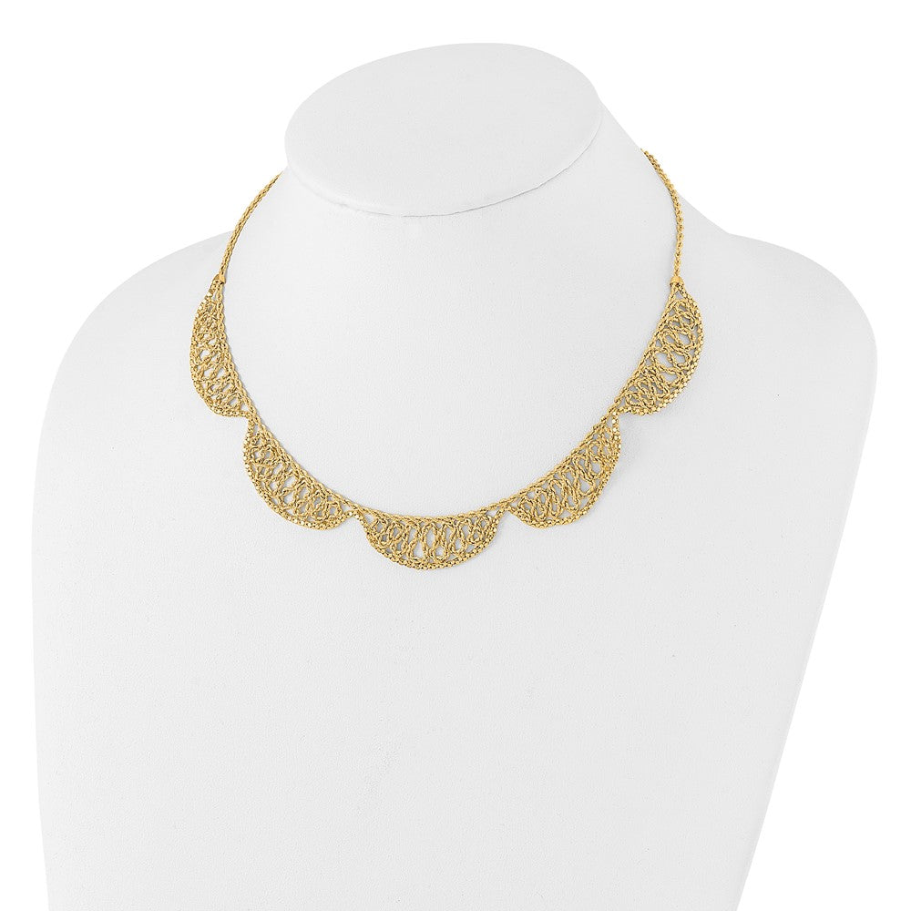 14k Polished and D/C Fancy 17in Necklace