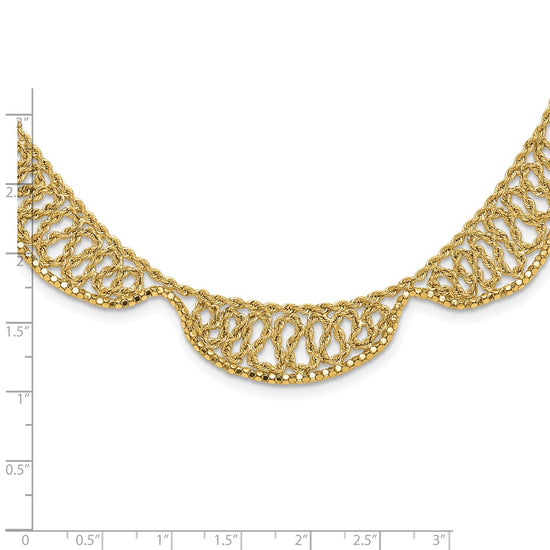 14k Polished and D/C Fancy 17in Necklace