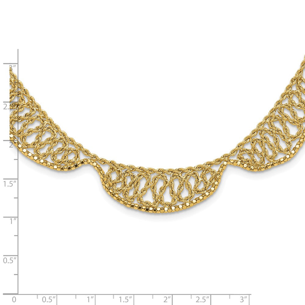 14k Polished and D/C Fancy 17in Necklace
