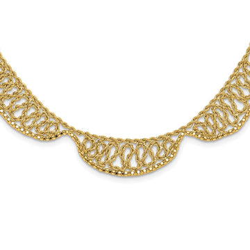 14k Polished and D/C Fancy 17in Necklace