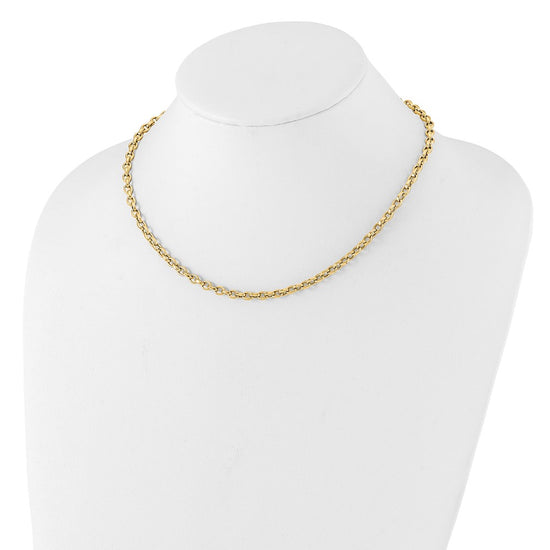 14K Polished 4.25mm Fancy Oval Cable Link 17.5 inch Necklace