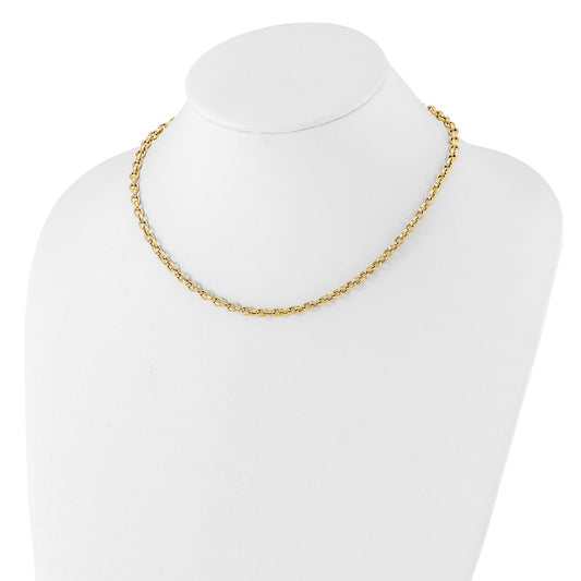 14K Polished 4.25mm Fancy Oval Cable Link 17.5 inch Necklace